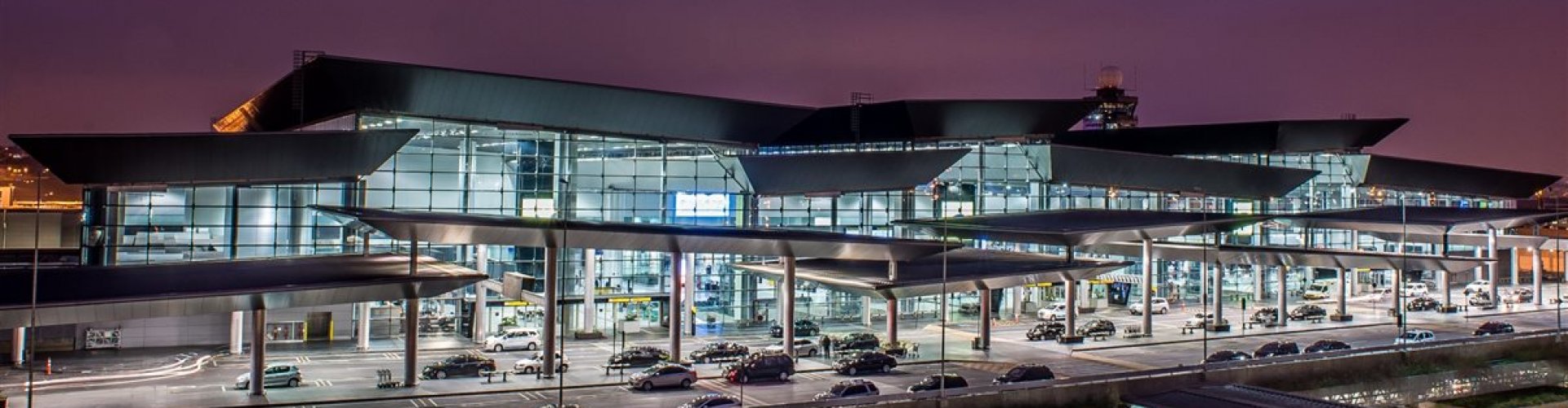 Runway view sunset at Guarulhos Airport