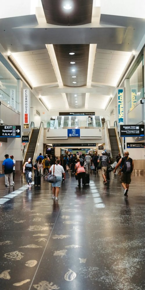 Crowded yet serene Miami Airport lounge view