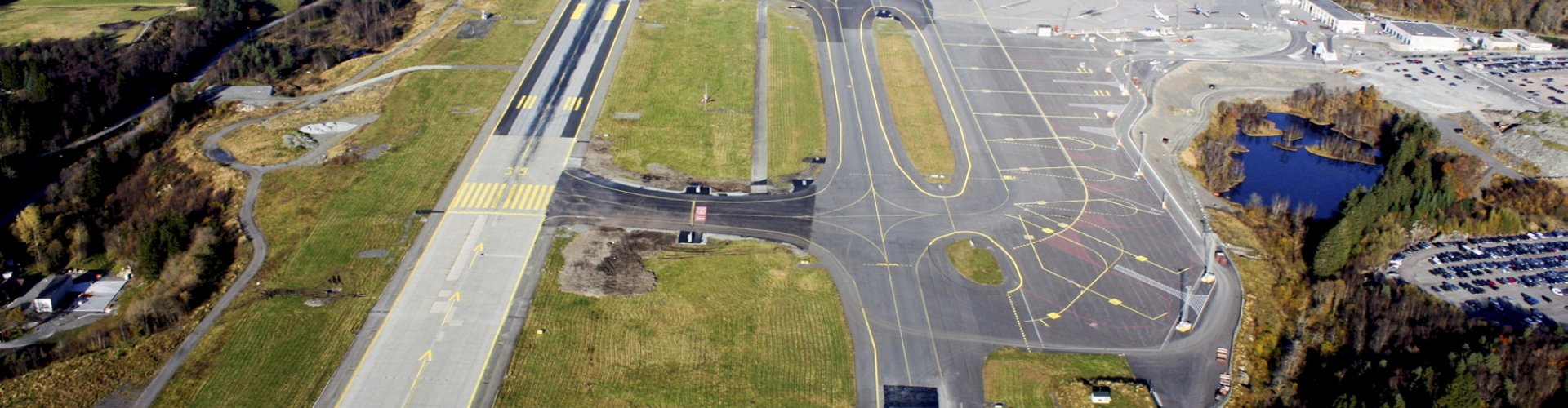 Bergen Airport Flesland runway sunset view