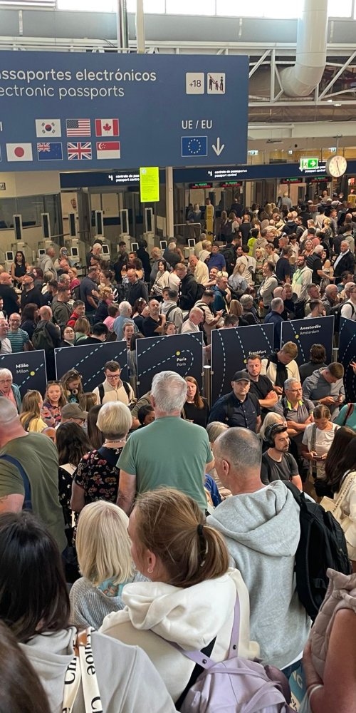 Crowded Faro Airport Lounge