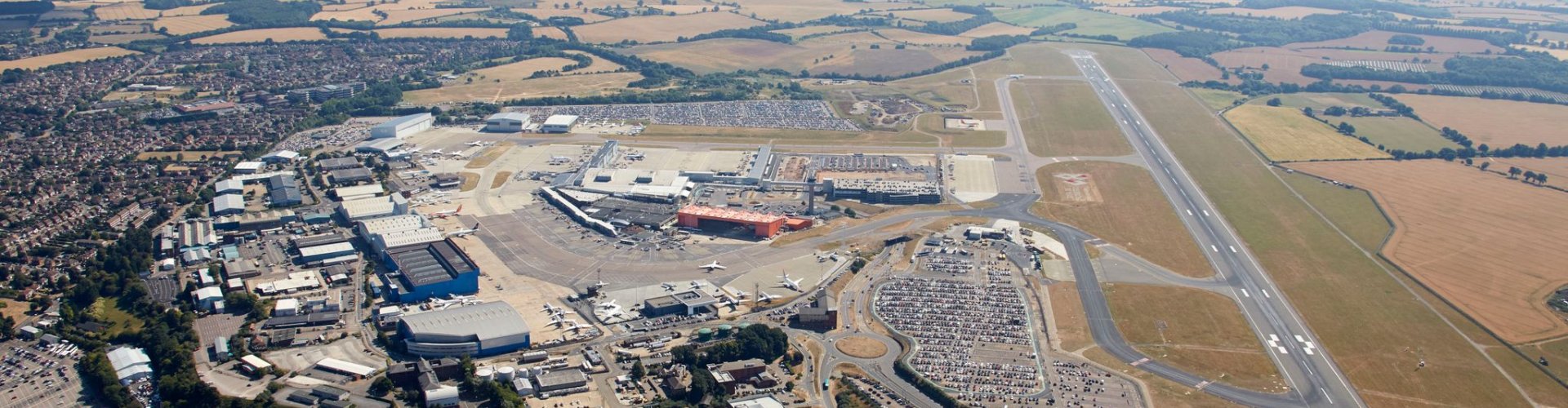 Runway view sunset at Luton Airport
