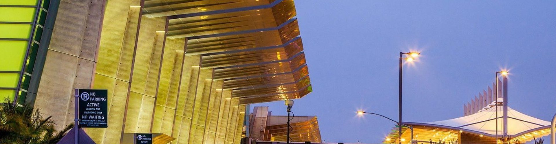 Runway view sunset at San Diego International Airport