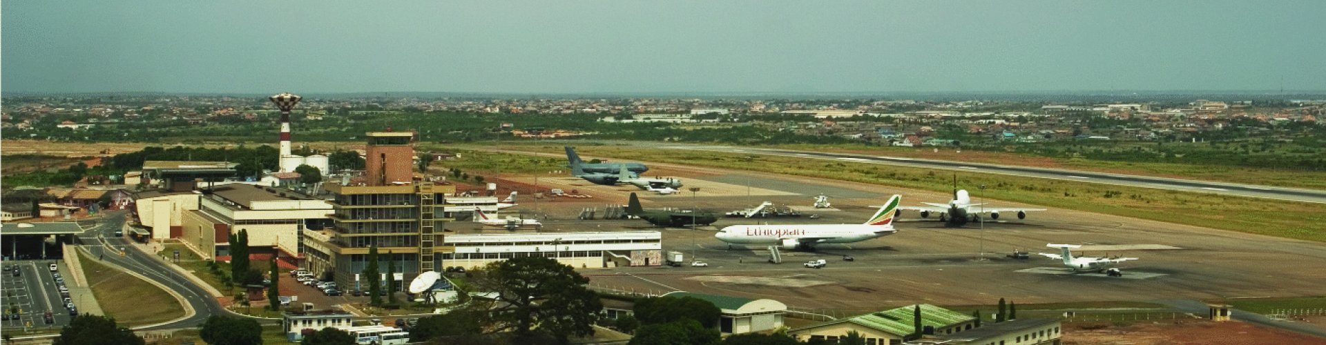 Runway-view sunset at Kotoka Airport