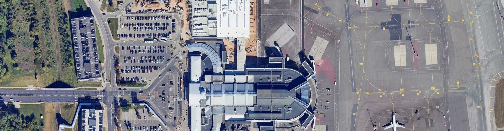 Sunset runway view at Vilnius Airport